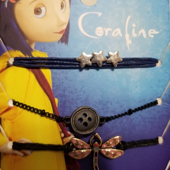 Coraline Dragonfly Button Stars Bracelet Set 4 Piece Bracelets Laika New - Picture 5 of 16